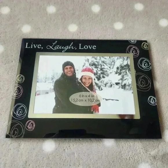 Glass "Live Laugh  Love" Photo Frame 6x4 - Picture 1 of 5